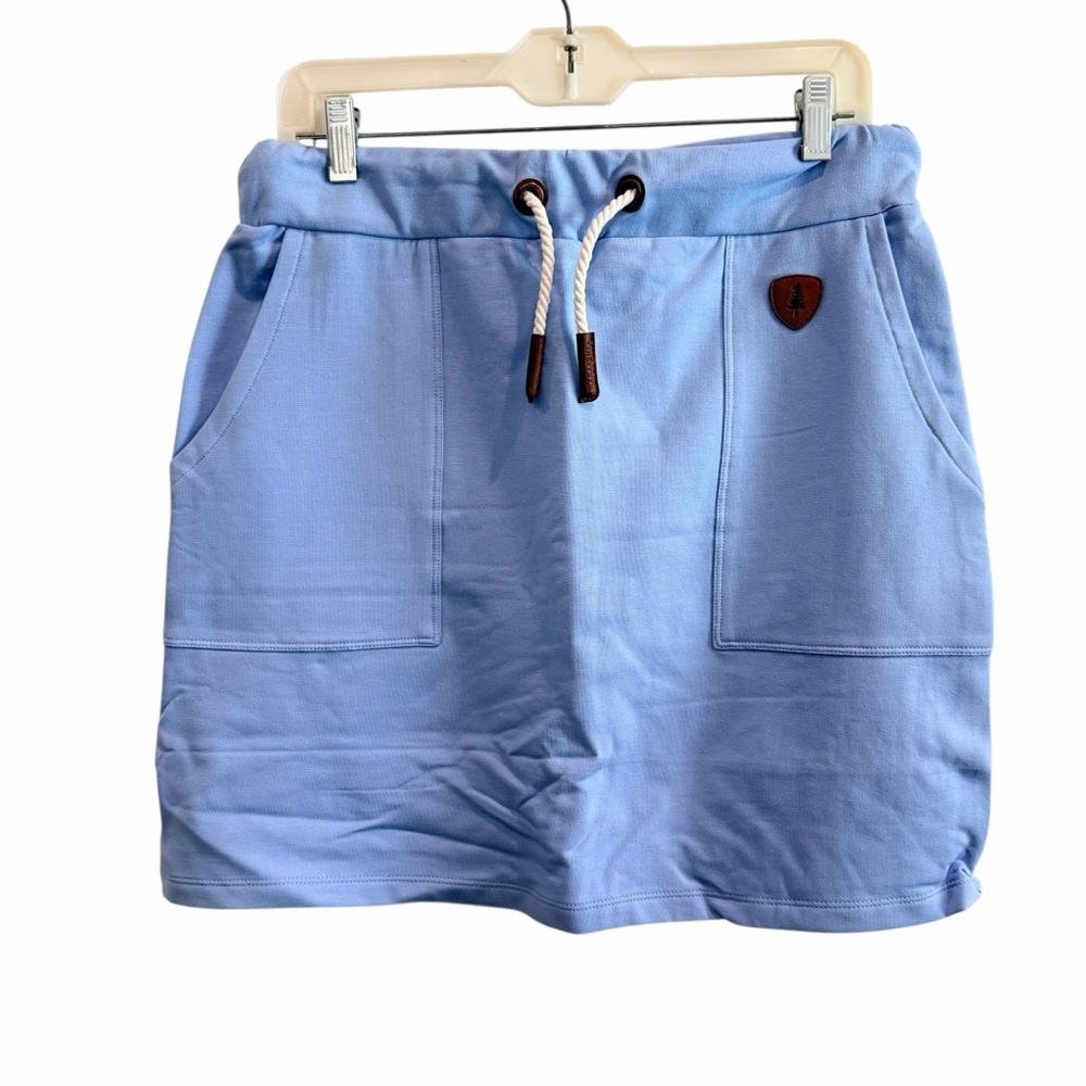 NWT Wanakome Jaya Lux Fleece Lined Skirt Blue Drawstring Cozy Sweatshirt Skirt M